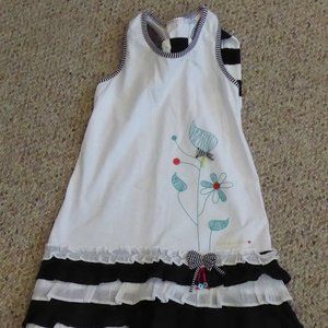 Deux Par DeuX Girl Size 8 Black White Ruffled Dress